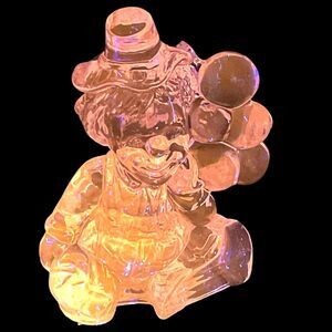 Balloon Clown Art Glass Figurine Cadmium Glow Eros Lavender 1981 Mosser with Box